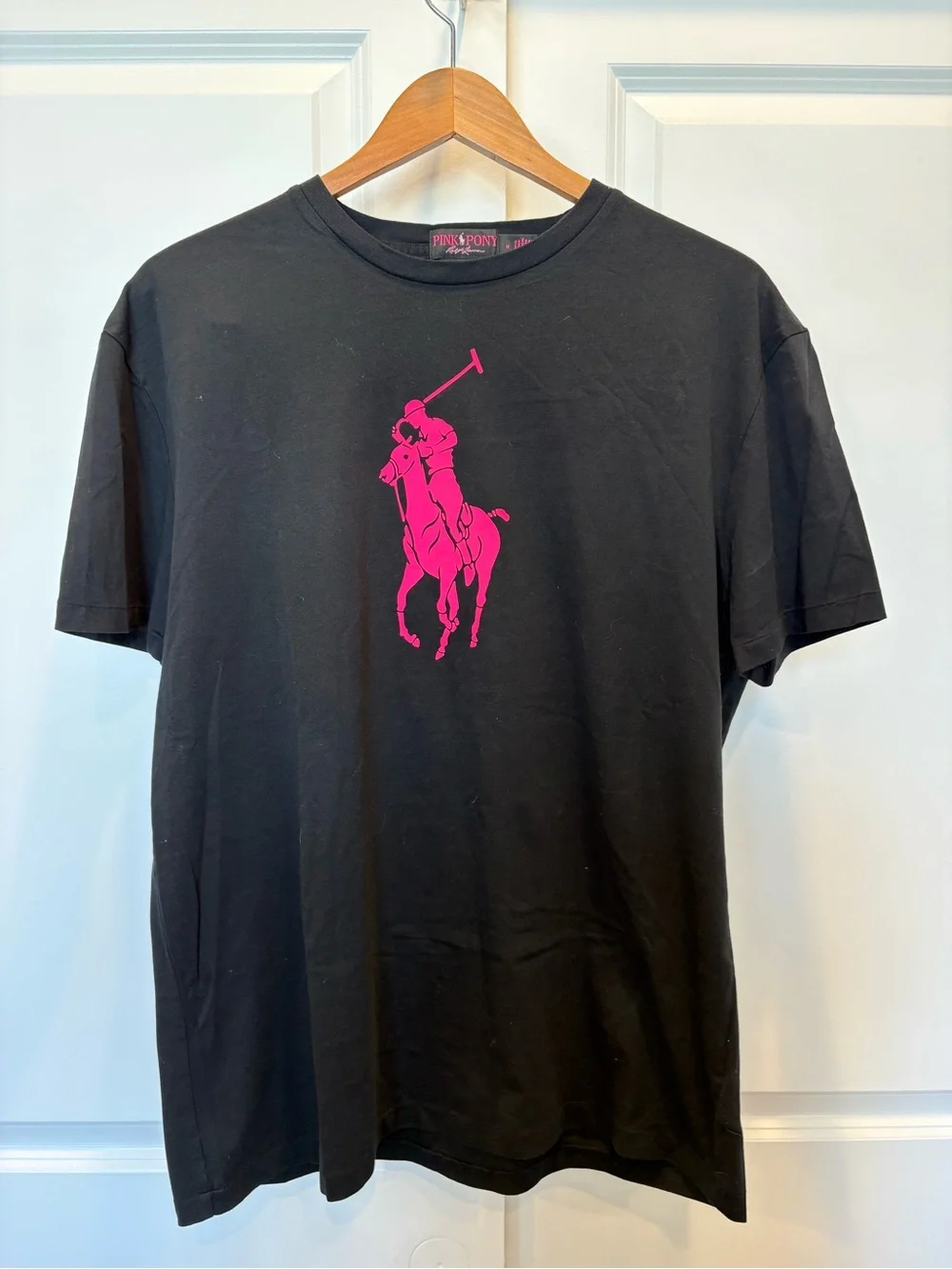 Ralph Lauren Pink Pony Classic Fit Black Cotton Tee - Picture 1 of 4